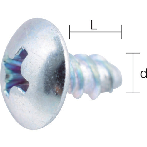 TRUSCO Tapping Screw for Thin Plates, Type 1A, Stainless Steel, M4 x 8, 60 Pieces, Y341-0408, 1 PK