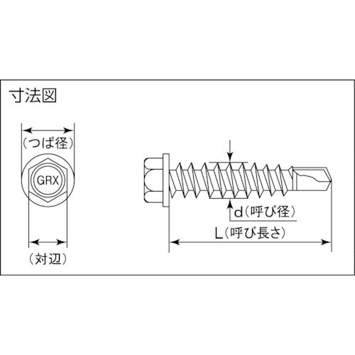 MIYAGAWA 스텐판 대응 드릴 나사 육각 GRX 6X45 6개입 GHX6345-PC1 1봉