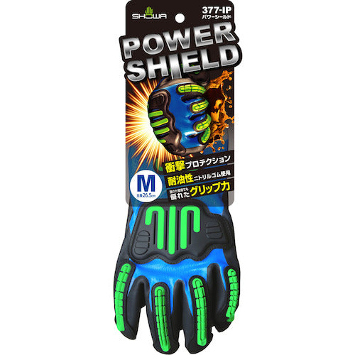 SHOWA 【매진 폐번】 미끄럼 방지 장갑 프로텍터 부착 장갑 NO377-IP 파워 실드 M사이즈 NO377-IPM 1 쌍