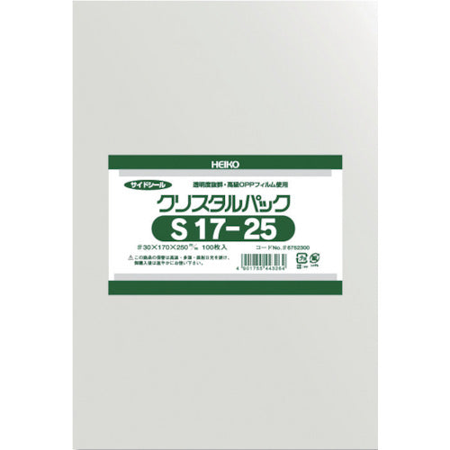 HEIKO OPP 봉투 테이프 없음 크리스탈 팩 S17-25 100장들이 6752300 S17-25 1봉