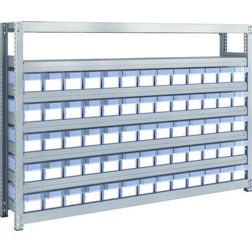 TRUSCO Steel Rack M2 Type Light-Medium Duty Shelf H1200 with Plastic Transparent Drawer Small X65 M2-4637-C65 1 Unit