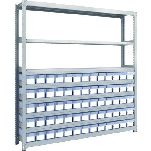 TRUSCO Steel Rack M2 Type Light-Medium Duty Shelf H1800 with Plastic Transparent Drawer Small X65 M2-6638-C65 1 Unit