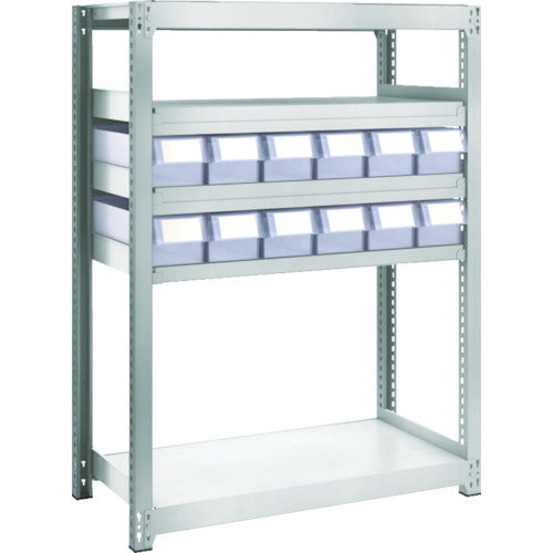 TRUSCCO 스틸 랙 M2형 경중량 선반 H1200 수지 투명 인출부 소X12 M2-4345-C12 1대