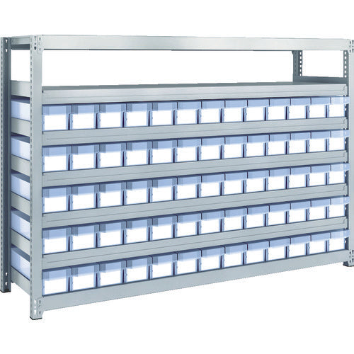 TRUSCO Steel Rack M2 Type Light-Medium Duty Shelf H1200 with Plastic Transparent Drawer Small X65 M2-4647-C65 1 Unit