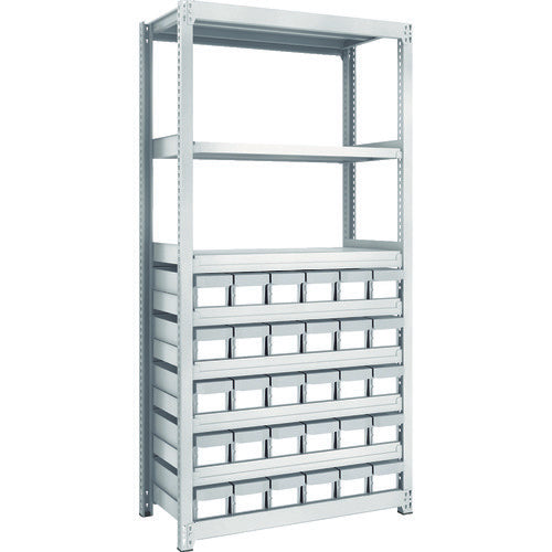 TRUSCO Steel Rack M2 Type Light-Medium Duty Shelf H1800 with Plastic NG Drawer Small x30 M2-6348-E30 1 Unit