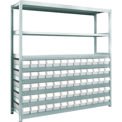 TRUSCO Steel Rack M2 Type Light-Medium Duty Shelf H1800 with Plastic NG Drawer Small X65 M2-6648-E65 1 Unit