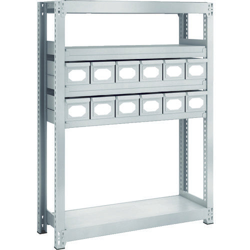 TRUSCO Steel Rack M2 Type Light-Medium Duty Shelf H1200 with Steel Drawer Small x12 M2-4335-A12 1 Unit