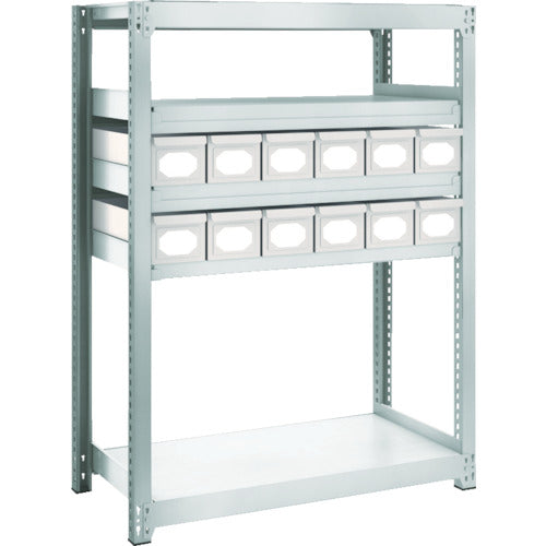 TRUSCO Steel Rack M2 Type Light-Medium Duty Shelf H1200 with Steel Drawer Small x12 M2-4345-A12 1 Unit