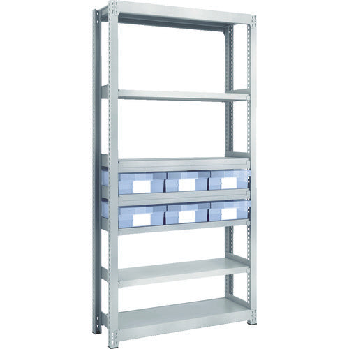 TRUSCO Steel Light-Medium-Duty Boltless Shelf M2 Type with Plastic Transparent Drawers W860 x D300 x H1800 Large x 6 M2-6337-D6 1 Unit