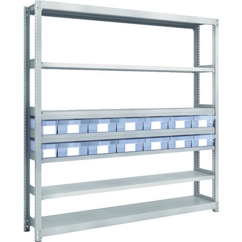 TRUSCO Steel light and medium weight boltless shelf M2 type with resin transparent drawer W1760 x D300 x H1800 Small x 2, large x 12 M2-6637-C2D12 1 unit