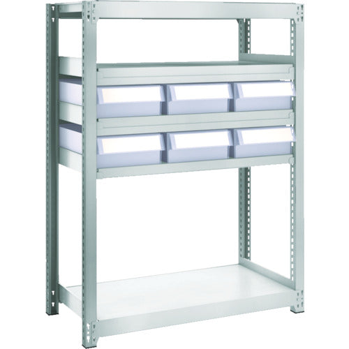 TRUSCO Steel Light-Medium-Duty Boltless Shelf M2 Type with Plastic Transparent Drawers W860 x D450 x H1200 Large x 6 M2-4345-D6 1 Unit
