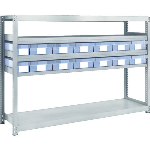 TRUSCO Steel light and medium weight boltless shelf M2 type with resin transparent drawer W1760 x D450 x H1200 Small x 2, large x 12 M2-4645-C2D12 1 unit