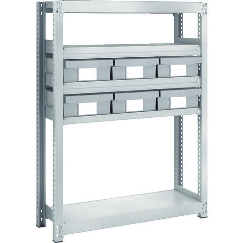 TRUSCO Steel Light-Medium-Duty Boltless Shelf M2 Type Resin Neo-Gray Drawers W860 x D300 x H1200 Large x 6 M2-4335-F6 1 Unit