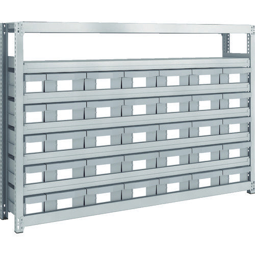TRUSCO Steel Light-Medium-Duty Boltless Shelf M2 Type Resin Neo-Gray Drawers W1760 x D300 x H1200 Small x 5, Large x 30 M2-4637-E5F30 1 Unit