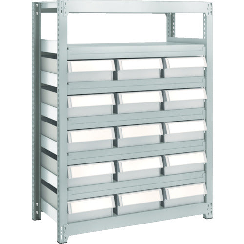 TRUSCO Steel Light-Medium-Duty Boltless Shelf M2 Type Resin Neo-Gray Drawer Included W860 x D450 x H1200 Large x 15 M2-4347-F15 1 Unit