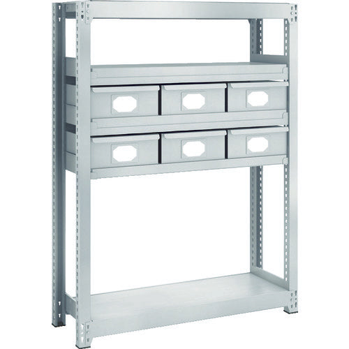 TRUSCO Steel Light-Medium-Duty Boltless Shelf M2 Type with Steel Drawers W860 x D300 x H1200 Large x 6 M2-4335-B6 1 Unit