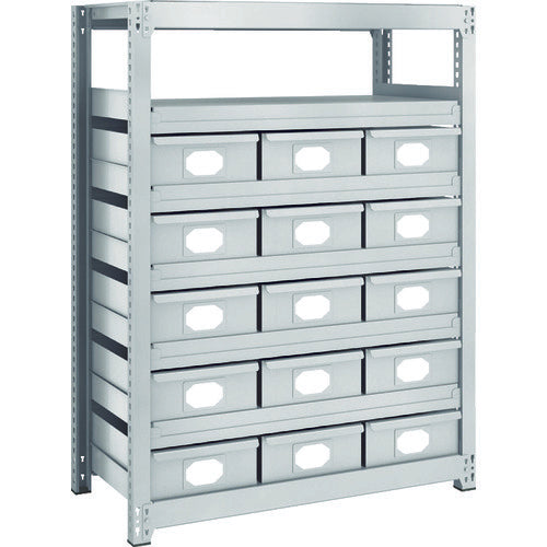 TRUSCO Steel Light-Medium-Duty Boltless Shelf M2 Type with Steel Drawers W860 x D300 x H1200 Large x 15 M2-4337-B15 1 Unit