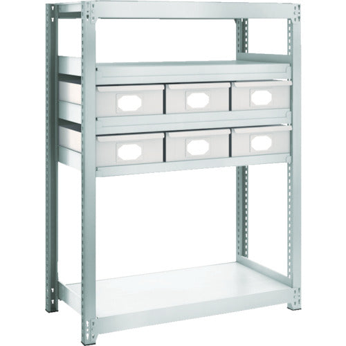 TRUSCO Steel Light-Medium-Duty Boltless Shelf M2 Type with Steel Drawers W860 x D450 x H1200 Large x 6 M2-4345-B6 1 Unit