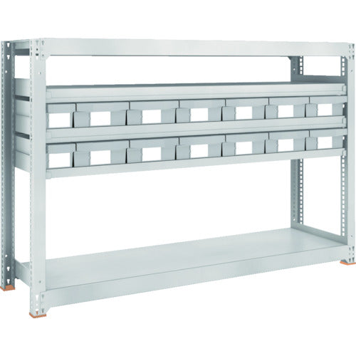 TRUSCO スチール製中量ボルトレス棚 M3型 樹脂ネオグレー引出付 W1800×D471×H1200 小×2・大×12 M3-4655-E2F12 1 台