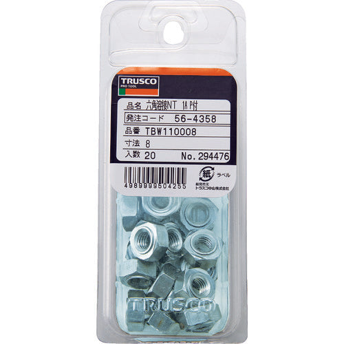TRUSCO Hexagonal Weld Nut 1A Steel Material M8 with Pilot 20 Pieces TBW11-0008 1 PK