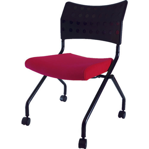 TRUSCO Stacking Chair with Casters, Red, TSCC-2N-R, 1 piece