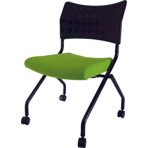 TRUSCO スタッキングチェア キャスター付 ライトグリーン TSCC-2N-GN 1 脚