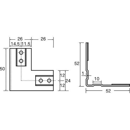 TRUSCO 25mm 알루미늄 프레임용 보강 금물 LW형 AFK-2 1개