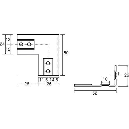 TRUSCO 25mm 알루미늄 프레임용 보강 금물 LI형 오른쪽 AFK-12R 1개