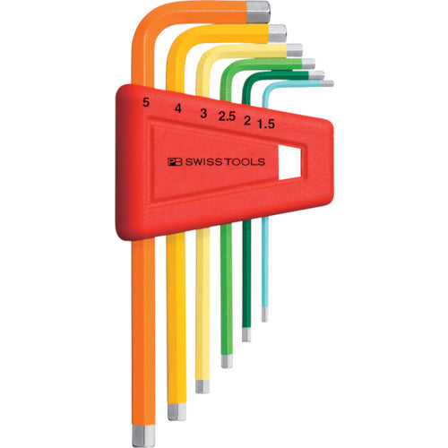 PBスイスツールズ 六角棒レンチ6本セット レインボー(パックナシ) 210H-5RB 1 S