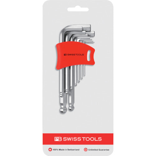 PB Swiss Tools Ball Head Hexagonal Wrench Set 9 Pieces Compact Holder (Blister Pack) 212DH-10CN 1 S