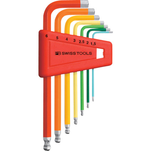 PB Swiss Tools Ball Hexagonal Wrench Set (Rainbow) (Pack) 212H-6RB 1 S