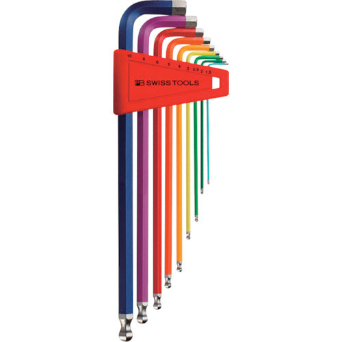 PB Swiss Tools Ball Point Long Hexagonal Wrench Rainbow 9 Piece Set (No Pack) 212LH-10RB 1 S