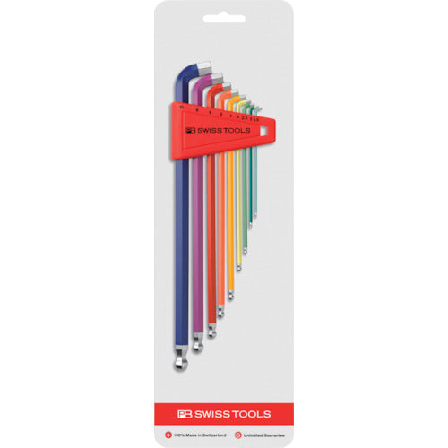 PB Swiss Tools Short Head Hexagonal Bar Set of 9 Rainbow (Blister Pack) 2212LH-10RBCN 1 S