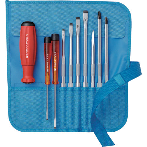 PB Swiss Tools Interchangeable Screwdriver Set, 9 Pieces, Turquoise, 8218TU 1 S