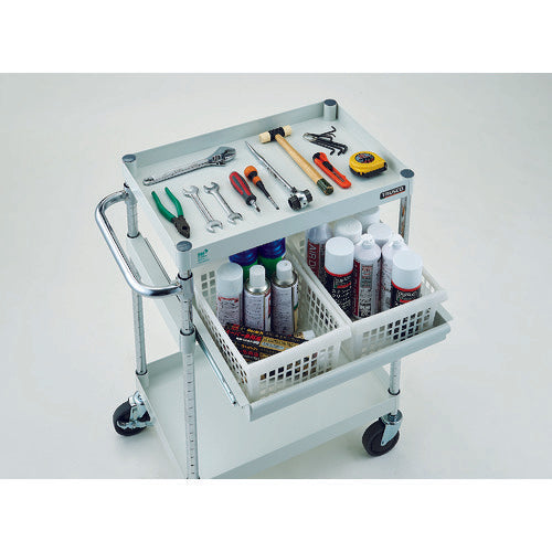 TRUSCO Tool Wagon Phoenix Wagon, Low-noise, 600 x 400, 4-tier, 2-tier slide, White, PEW-962M2-W, 1 unit