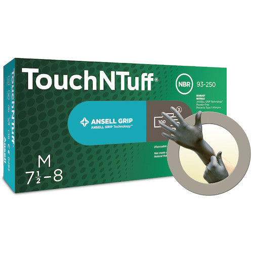 Ansell Chemical-Resistant Nitrile Rubber Disposable Gloves, Touch N Tough, Powder-Free, 93-250, XL Size, 100 Gloves, 93-250-10, 1 Box