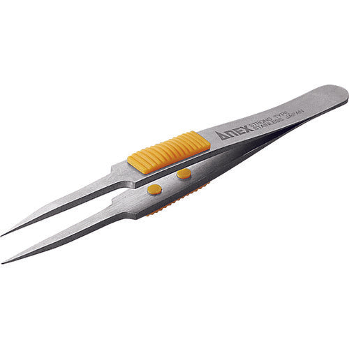 Annex Rubber Grip Stainless Steel Tweezers, Ultra Fine Sharp Type, 115mm, 214, 1 Piece