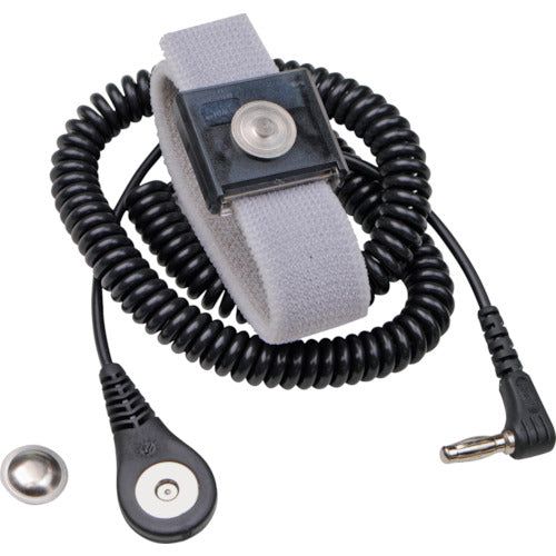 DESCO リストストラップ、マグネット嵌合、調節可能、伸縮性、黒、1.8m、L型端子 09202 1 個