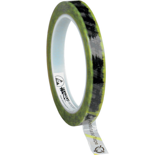 DESCO 静電気防止テープ マーク・黄色帯付き 12mmX65.8m 巻芯径76mm 79275 1 巻