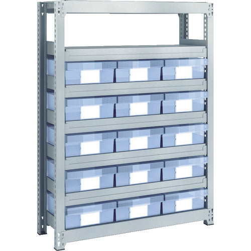 TRUSCO Steel Light-Medium-Duty Boltless Shelf M2 Type with Plastic Transparent Drawer W860 x D300 x H1200 Large x 15 M2-4337-D15 1 Unit