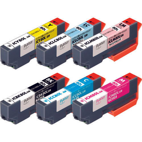 ELECOM 프레지르 EPSON IC6CL80L 대응 6색 팩 PLE-E80L-6P 1 S