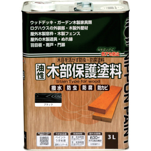 니페 유성 목부 보호 도료 3L 블랙 HYM009-3 4976124519482 1 캔