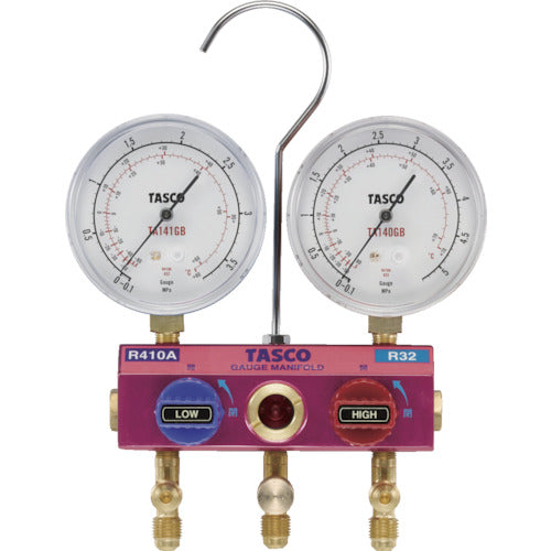 타스코 볼 밸브식 게이지 매니폴드 키트 게이지 직경 φ80 R410A, R32용 TA122GB-1 1 S