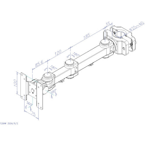 サンコー 4軸式クリップモニタアーム(ホワイト) MARMGUS128W 1 台