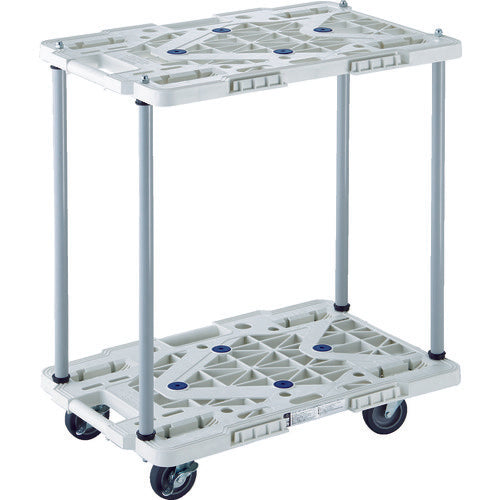 TRUSCO 수지제 대차 2단식 루트 밴 600X400 핸들 없음 4륜 자재 스토퍼 부착 청색 MPK-6020JS-B 1대