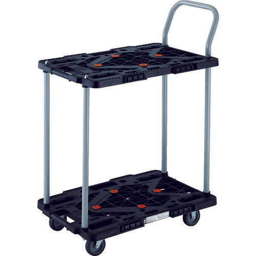 TRUSCO Plastic Cart, 2-Tier Route Van, 600 x 400, with Handle, 4 Swivel Wheels, Blue, MPK-6024J-B, 1 Unit