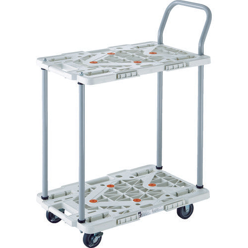 TRUSCO 樹脂製台車 2段式ルートバン 600X400 ハンドル付 4輪自在 ストッパー付 青 MPK-6024JS-B 1 台