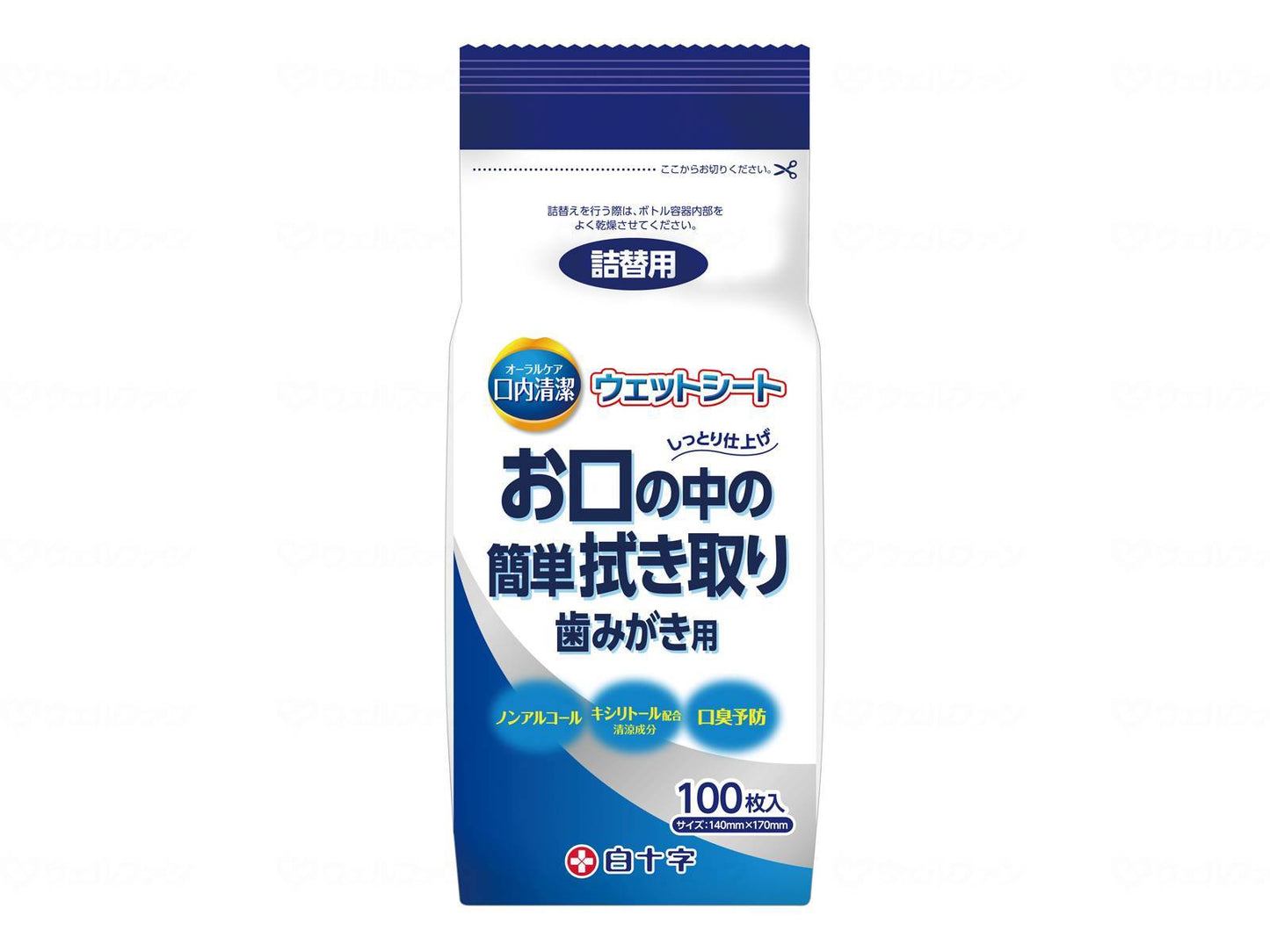Hakujuji Oral Hygiene Wet Sheets 100 sheets Refill bag