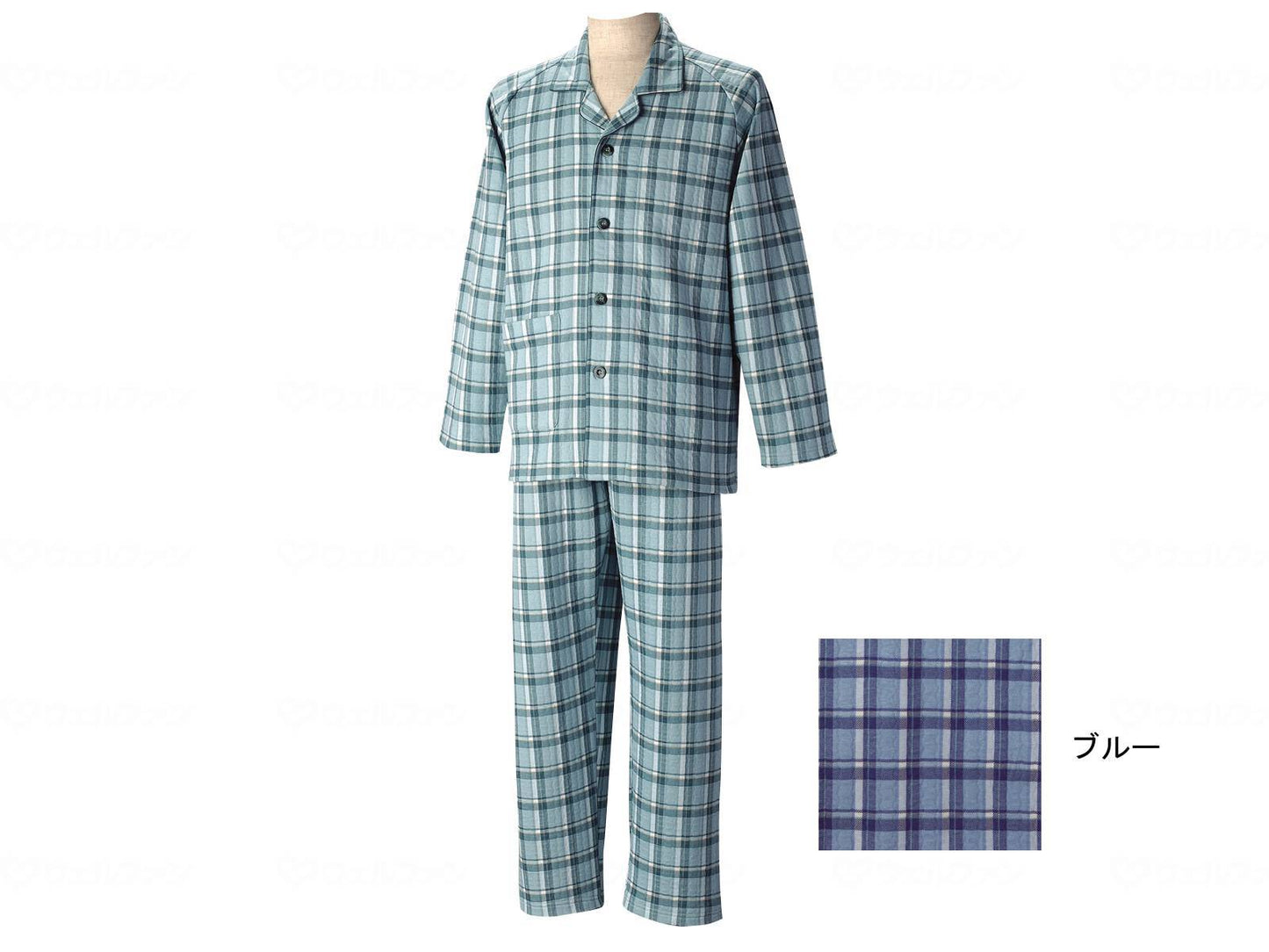 Gunze long sleeve pajamas (men's set) for autumn and winter, blue, size M