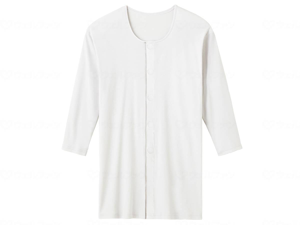 Gunze Men's 3/4 Sleeve One-Touch Shirt, White, M